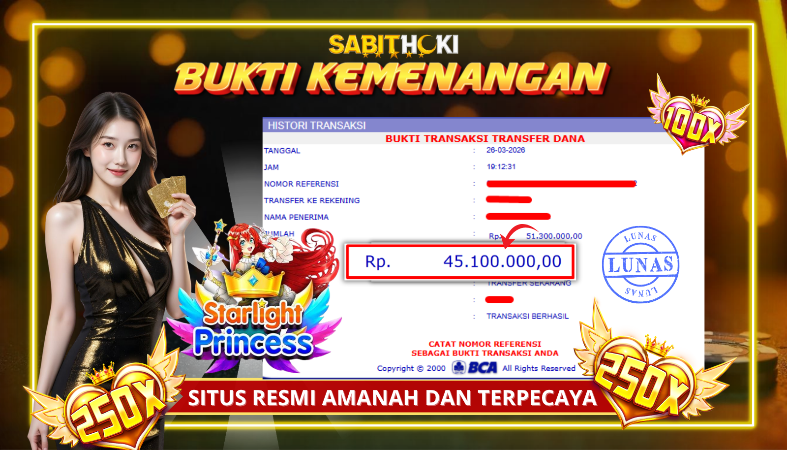SELAMAT KEPADA MEMBER SETIA SABITHOKI BERHASIL JACKPOT DI PERMAINAN SLOT STARLIGHT PRINCES